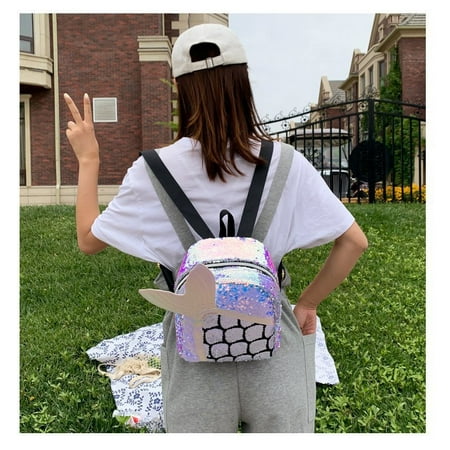 Kids Toddler Backpack Cute Mermaid Reversible Sequin Mini School Bag PU Leather Waterproof Backpack for Girls Blue